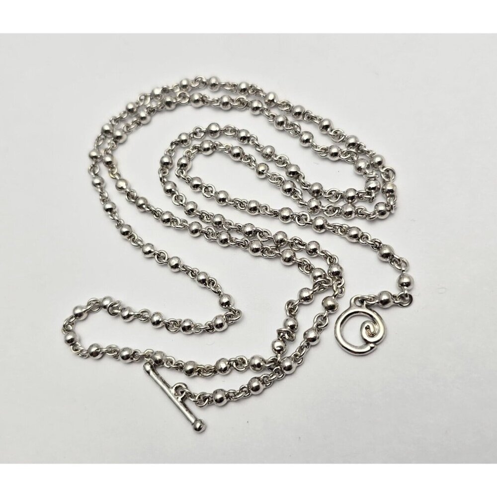 Erica Courtney 18K White Gold Bead Ball Toggle Link Chain Necklace 26.25" Length
